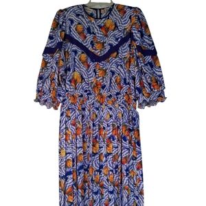 Montage by Mosiac for Neiman Marcus Blue and Orange Maxi Dress Women's Size S